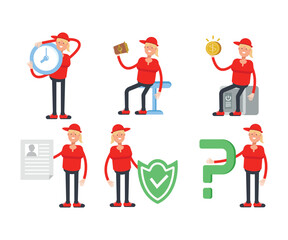 girl wearing cap characters in various poses vector illustration