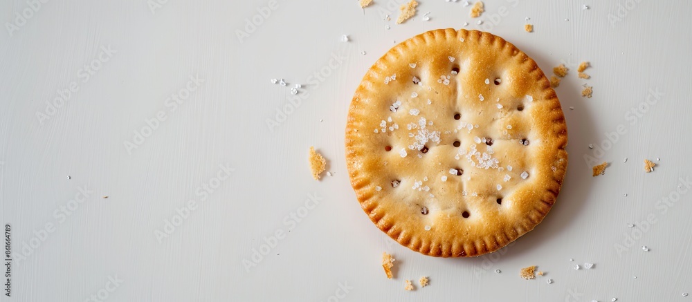 Poster Copy space image of a salt cracker on a plain background for design or text insertion.