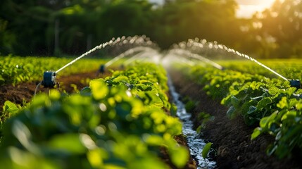 Smart Irrigation System in Lush Agricultural Field Utilizing Automated Sensors and Sprinklers for Efficient Water Management
