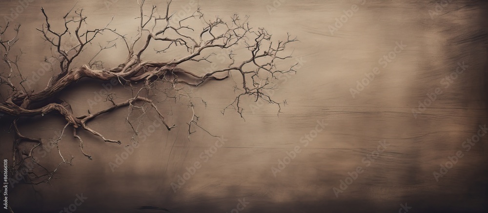 Poster an aged tree showcasing its unique wood texture against a blank backdrop, perfect as a copy space im