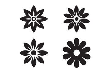Vector black silhouette flowers icons. Set of buds editable stroke