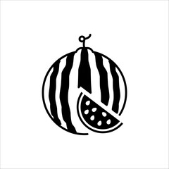 Watermelon icon. Half and whole, round piece, and triangular slice. isolated on white background. Vector illustration sliced watermelon.