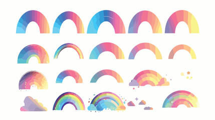 Different rainbow light shapes isolated collection 