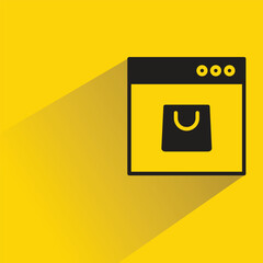 web and shopping icon with shadow on yellow background