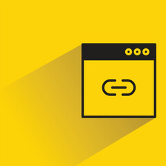 web and link icon with shadow on yellow background