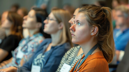 Fototapeta premium Audience Listening To Presentation At Conference,