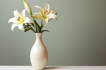 Elegance in Simplicity: Beautiful Realistic Photo of White Lily in Vase on Serene White Background