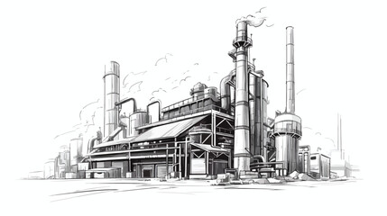 Factory vector sketch icon isolated on background. 