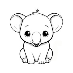 Obraz premium Black and white drawing of a cute koala for children's coloring book