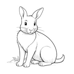 Obraz premium Black and white drawing of a rabbit for children's coloring book