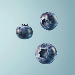 Three Blueberries,Blueberries Floating