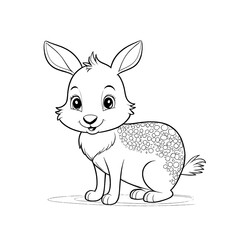 Black and white drawing of a bunny for children's coloring book