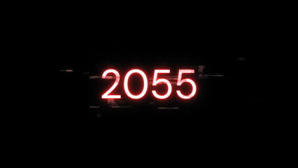 Obraz premium 3D rendering 2055 text with screen effects of technological glitches