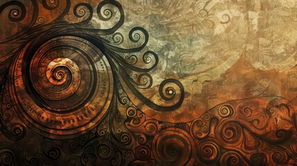 Artistic wallpaper design with a spiral ornament theme. Generative AI
