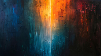 Naklejka premium an abstract blend of colors with a prominent orange and blue streak running vertically down the center, surrounded by darker shades