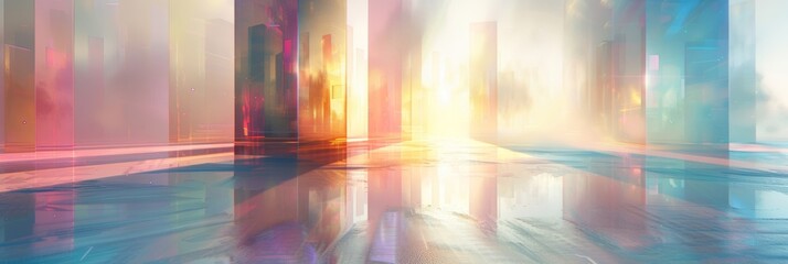 A mirage of prisms appearing and disappearing in a hazy dreamlike state.