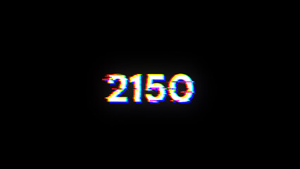 3D rendering 2150 text with screen effects of technological glitches