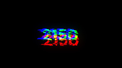 3D rendering 2150 text with screen effects of technological glitches