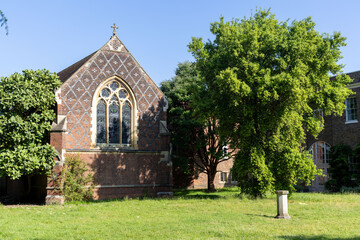 Naklejka premium Exterior of chapel with window at Fulham palace, London, England