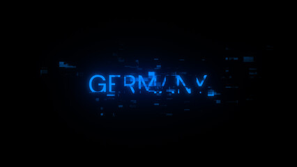 Obraz premium 3D rendering Germany text with screen effects of technological glitches