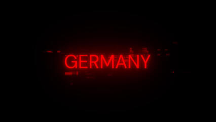 Obraz premium 3D rendering Germany text with screen effects of technological glitches