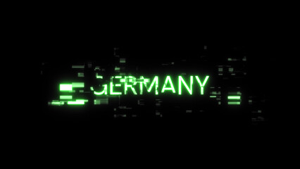 3D rendering Germany text with screen effects of technological glitches