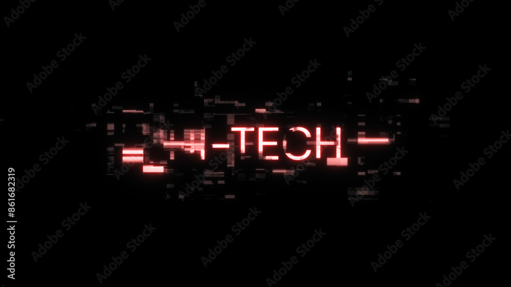 Poster 3d rendering hi tech text with screen effects of technological glitches