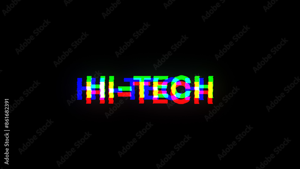 Poster 3d rendering hi tech text with screen effects of technological glitches