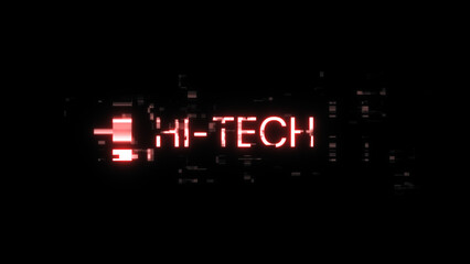 3D rendering hi tech text with screen effects of technological glitches