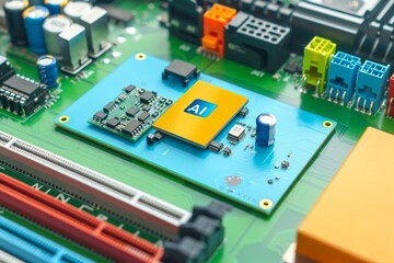 Obraz premium AI brain on a circuit board, illustrating advanced artificial intelligence technology, digital innovation