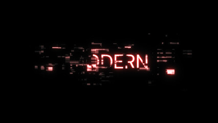 Obraz premium 3D rendering Modern text with screen effects of technological glitches