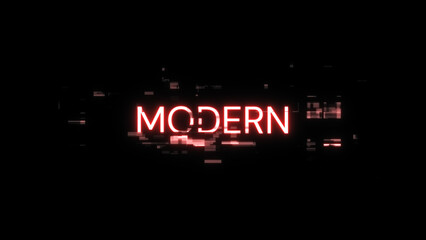 Obraz premium 3D rendering Modern text with screen effects of technological glitches