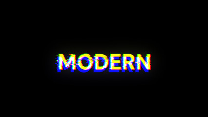 3D rendering Modern text with screen effects of technological glitches