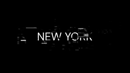Obraz premium 3D rendering New York text with screen effects of technological glitches