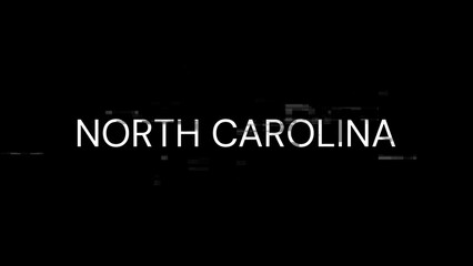 3D rendering North Carolina text with screen effects of technological glitches
