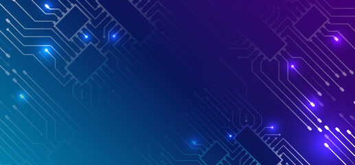 Fototapeta premium Abstract circles and lines futuristic concept. Data transfer and protection, internet communication on a blue background. High computer technology design. Modern science vector presentation.
