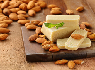 almond marzipan for dessert on a board