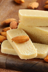 almond marzipan for dessert on a board
