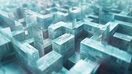 Obraz premium An abstract 3D illustration of a maze made of financial documents, representing the complexity of budget planning and management.