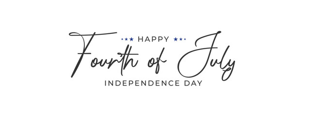 Happy Fourth of July Calligraphic Typography Text for USA Independence Day Background Design, Greeting Card, Cover, Banner. Vector Template