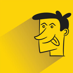 male face avatar with shadow on yellow background