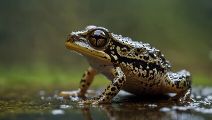 Obraz premium The journey of a tadpole transforming into a frog, from its perspective ai_generated