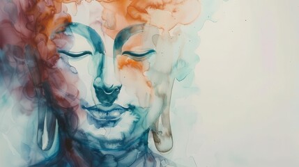 serene portrait of buddha radiating inner peace and enlightenment inviting meditation and mindfulness watercolor painting
