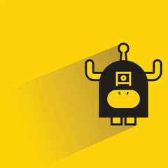 cute monster character with shadow on yellow background