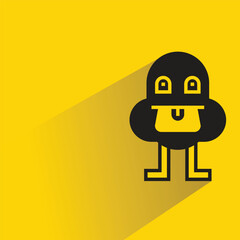 cute monster character with shadow on yellow background