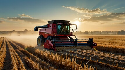 Obraz premium An illustration of working in the field during harvest on a sunny day is presented in a flat vector format.