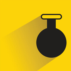 lab flask icon with shadow on yellow background