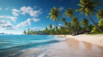 Fototapeta premium tropical beach with coconut palm trees 