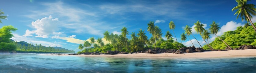 Obraz premium tropical beach with coconut palm trees 