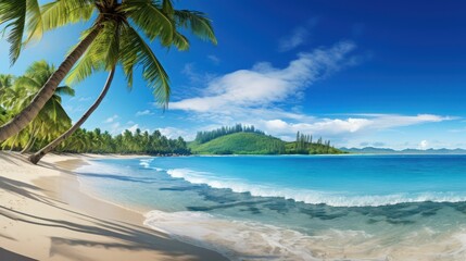 tropical beach with coconut palm trees 